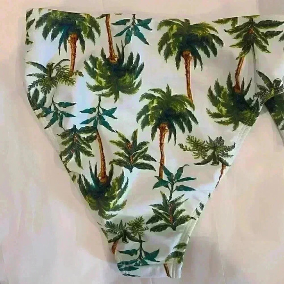 NWOT XHILARATION PALM TREES PRINT SWIM HIGH WAISTED BOTTOMS SZ S - Picture 2 of 4